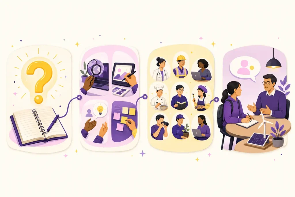 Curiosity-to-career translator connecting questions, work activities and occupation families