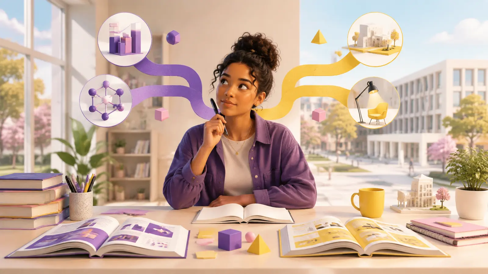 Student researching how to choose between two college majors