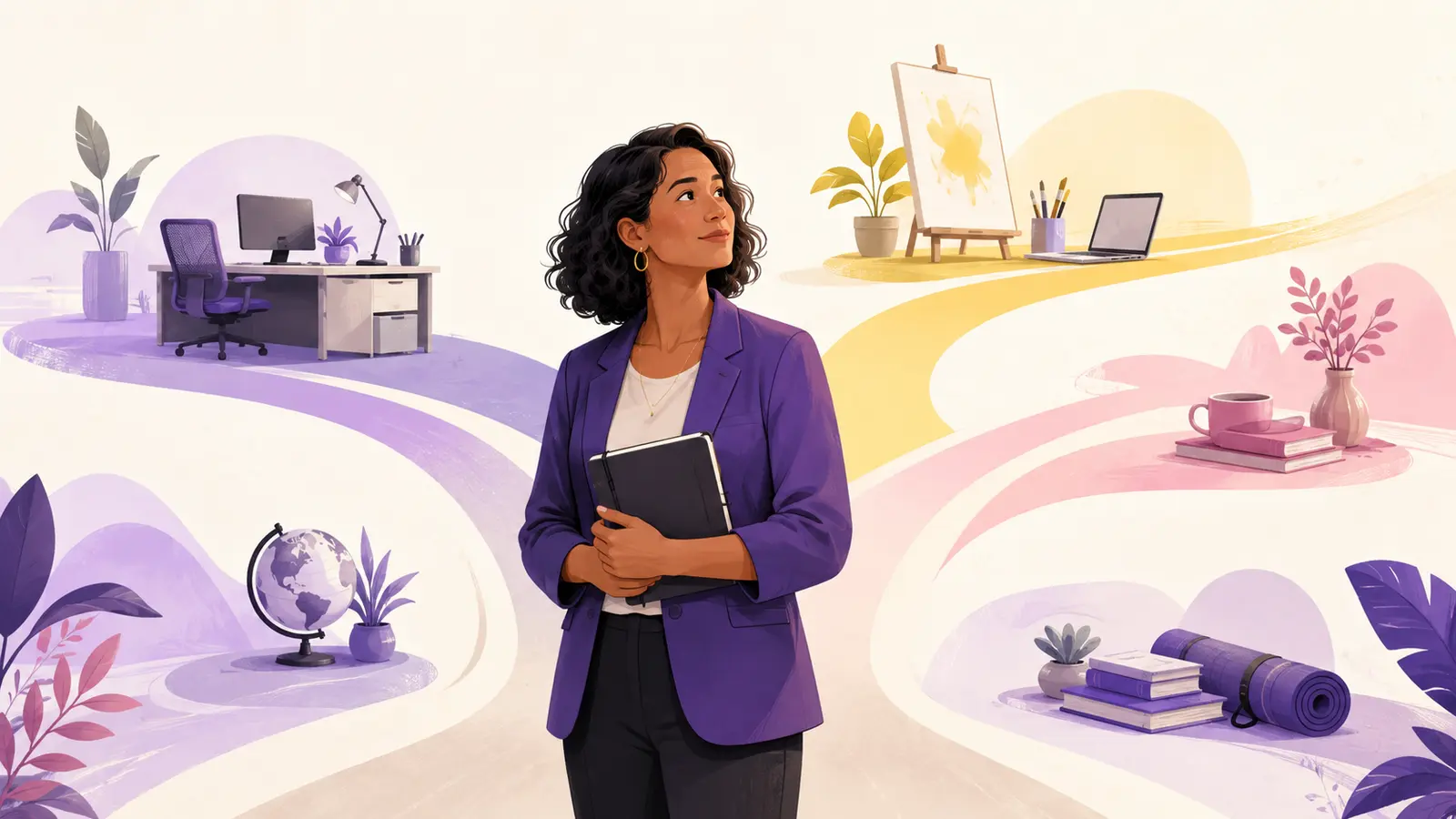 Signs you are ready for a career change illustrated as several possible career paths