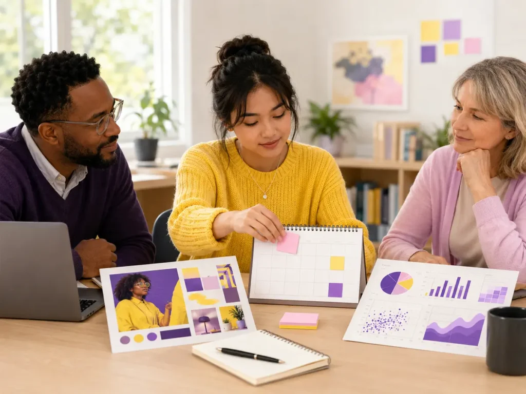 University student comparing two career directions with projects, mentors and a review date